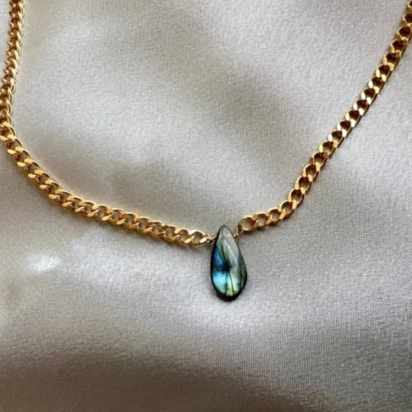 Labradorite Chunky Chain Choker - Picture 5 of 7